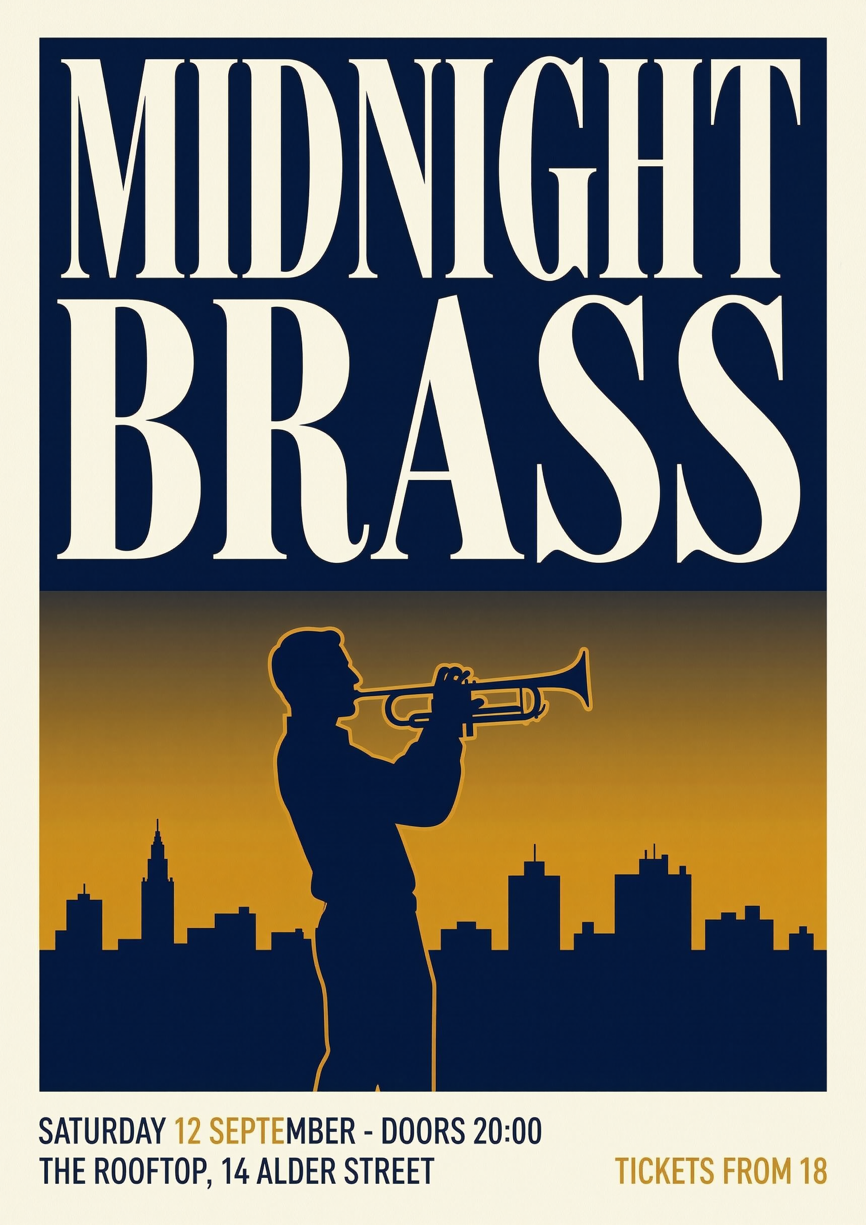 An event poster with the text actually spelled right: A3, print-ready, one chat